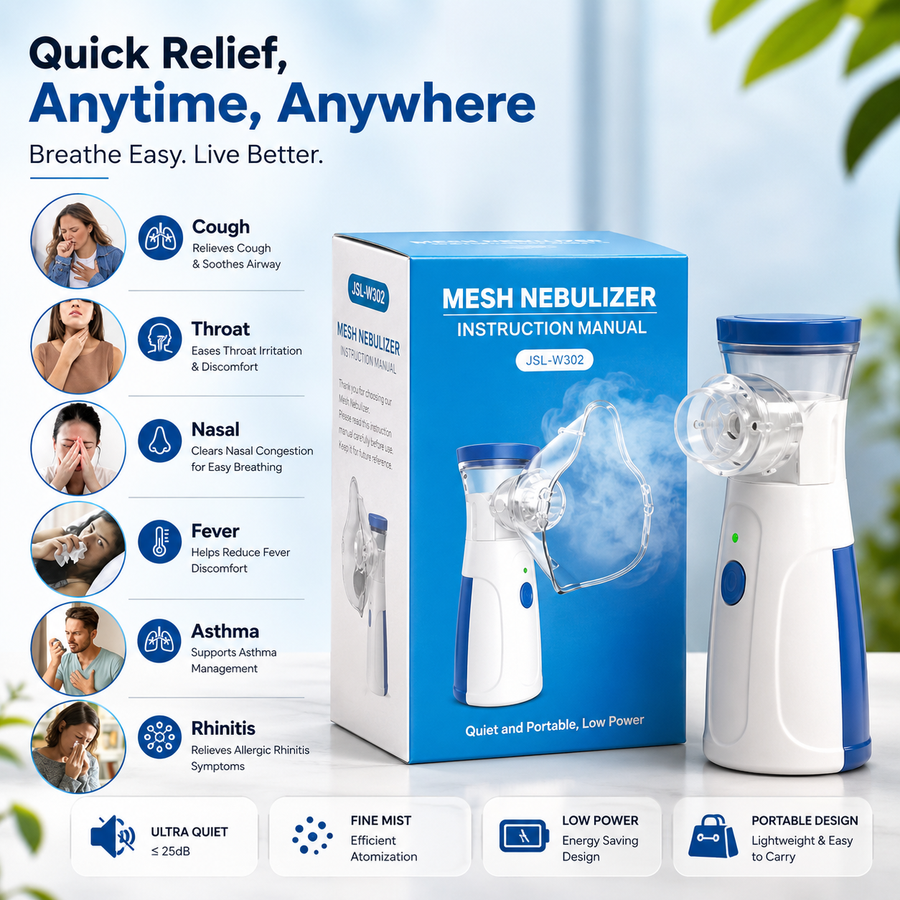 Mesh Nebulizer Machine — Portable Silent Inhaler for Adults, Kids & Babies