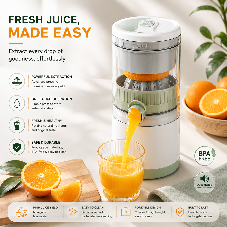 Portable Electric Juicer - USB Rechargeable Mini Blender for Fresh Juice Anywhere